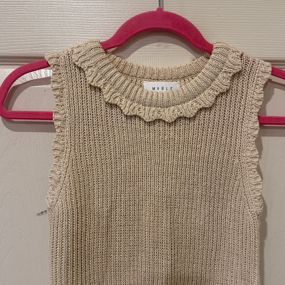 Mable scalloped cropped sweater tank, small - Picture 3 of 7